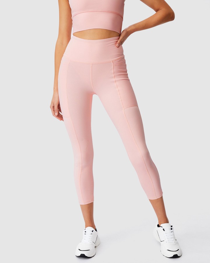 Cotton On Body Active - Women's Pink Tights - Rib Pocket 7-8 Tights - Size  S at The Iconic - ShopStyle Trousers