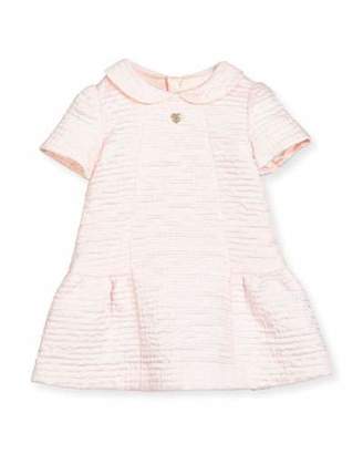 Armani Junior Short-Sleeve Textured Fit-and-Flare Dress, Pink, Size 12M-3