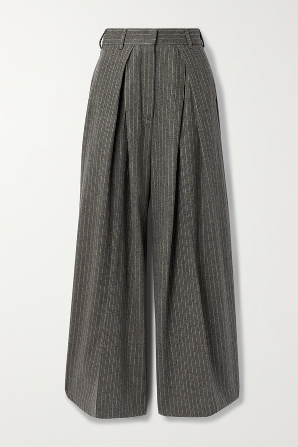 High-rise pleated straight pants in black - Acne Studios