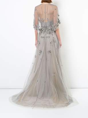 Marchesa Notte embroidered cape gown
