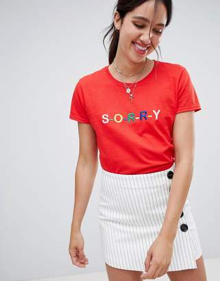 Daisy Street t-shirt with sorry embroidery