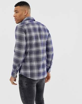 G Star G-Star washed check shirt in blue and off white