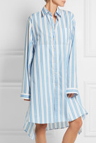 Thumbnail for your product : Balenciaga Asymmetric Paneled Striped Cotton Shirt Dress - Blue