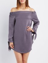 Thumbnail for your product : Charlotte Russe Off-The-Shoulder Tie Sleeve Dress