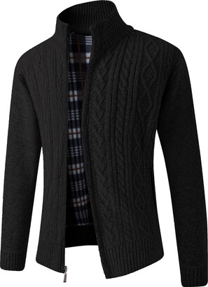 Big Lebowski JYG Cardigan Sweaters For Men Full Zip Fleece Lined