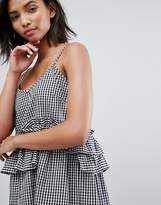 Thumbnail for your product : Lost Ink Mini Dress With Frills In Gingham