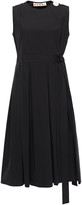 Thumbnail for your product : Marni Pleated Button-embellished Cotton-poplin Wrap Dress