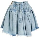 Pleated Denim Mini Skirt 