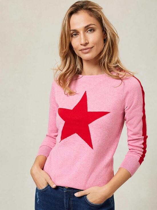mint velvet black animal star front jumper