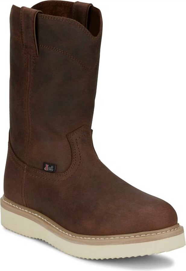 Justin Men's Ram Work Boot - Wide In Pecan Brown