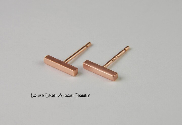 Etsy 14K Solid Rose Gold Stud Earrings Handmade Minimalist Studs