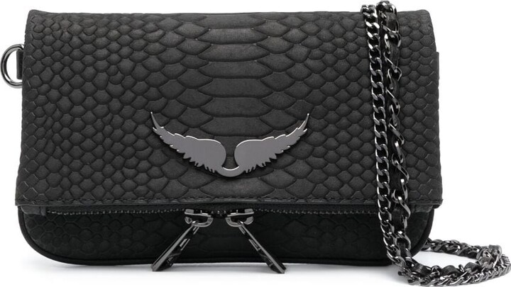 Zadig & Voltaire Wings Plaque Chain Strap Shoulder Bag In Black