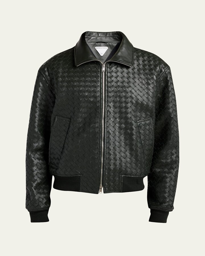 Bottega Veneta Men's Intrecciato Leather Blouson Jacket