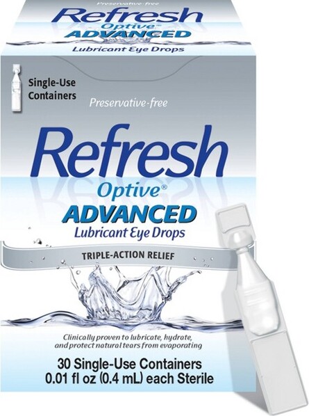 Refresh RefreshOptiveAdvancedPFLubricantEyeDropsPreservative-FreeArtificialTears-0.01floz(0.4mL)-30Single-UseContainers
