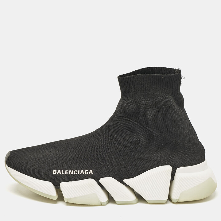 Balenciaga Black Knit Fabric Speed 2.0 LT Sneakers Size 38