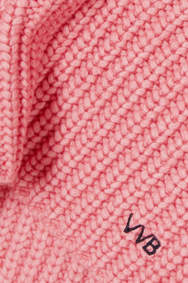 VVB Embroidered Ribbed-knit Sweater - Pink