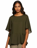 Thumbnail for your product : Serene Bohemian Women's Round Neck Top with Peplum Hem (Green M)
