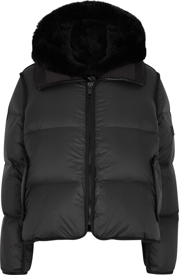 Yves Salomon Army Black Fur-trimmed Quilted Shell Jacket - 10 ...