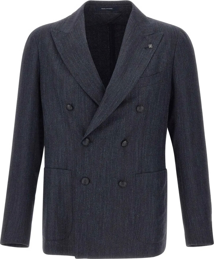 Tagliatore Peak-Lapel Double-Breasted Blazer
