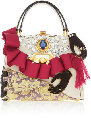 Dolce & Gabbana Ruffle Embellished Top Handle Leather Bag
