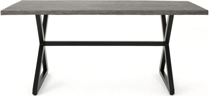 Noble House Rolando Grey Metal Outdoor Patio Dining Table
