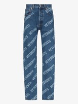 Thumbnail for your product : Vetements Blue Logo Print Straight Leg Jeans