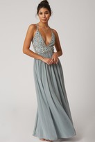 Thumbnail for your product : Little Mistress Tilly Blue Floral Sequin Plunge Maxi Dress