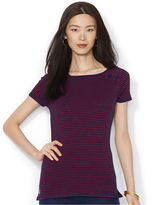 Thumbnail for your product : Lauren Ralph Lauren Short-Sleeve Striped Lace-Up Tee