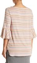 Thumbnail for your product : Max Studio Stripe Flutter Sleeve Tee