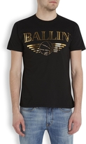 Thumbnail for your product : Ballin Brian Lichtenberg Ballin'; grey printed cotton T-shirt