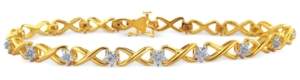 Macy's Diamond Flower Link Bracelet (1/10 ct. tw.) in Sterling Silver or 14k Yellow Gold-Plated Sterling Silver or 14k Rose Gold-Plated Sterling Silver