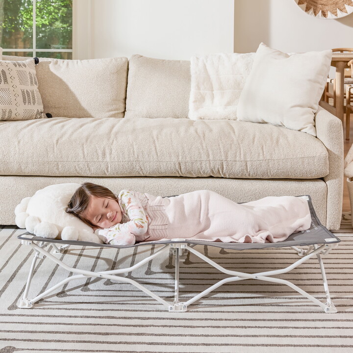 Regalo My Cot Portable Toddler Bed, Lightweight Foldable Travel Bed for Kids, Gray/White Legs