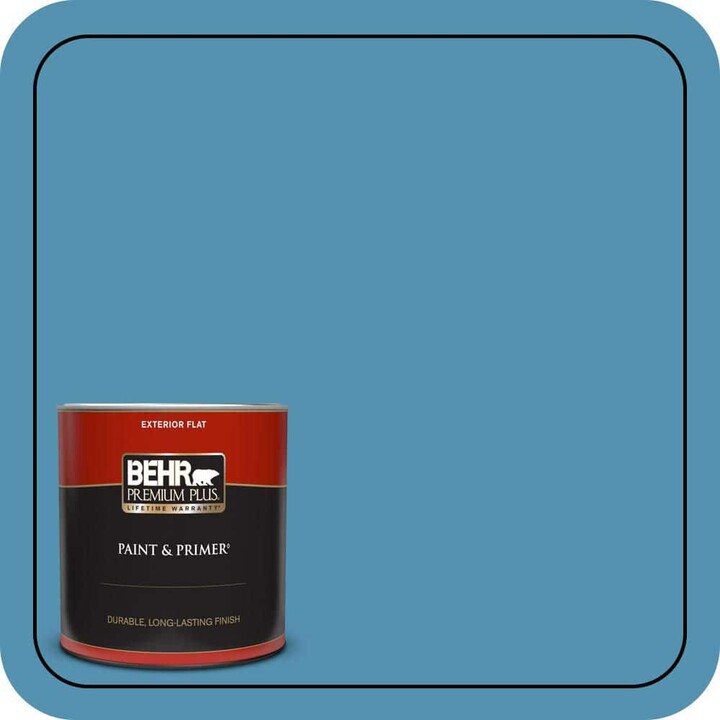 BEHR PREMIUM PLUS 1 qt. #M490-5 Jet Ski Flat Exterior Paint & Primer