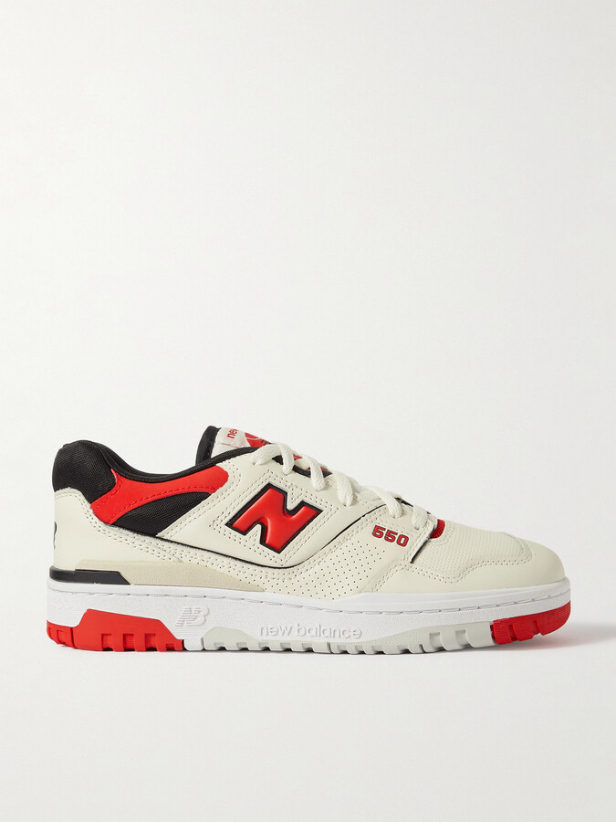 New Balance - 550 Mesh-trimmed Leather Sneakers - White