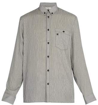 Givenchy Point Collar Striped Shirt - Mens - Black White