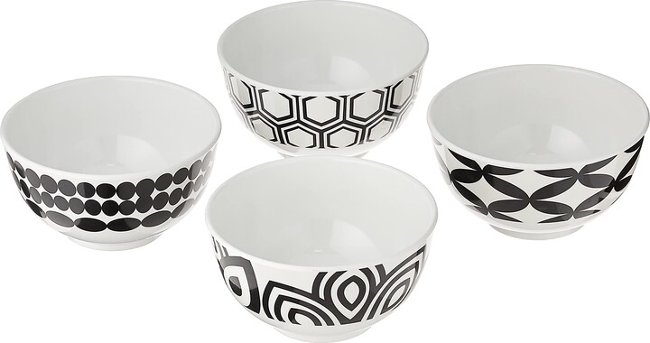 French Bull Melamine Mini Bowls, 4-Piece Set, 10 Fluid Ounces, Small Serving Bowl – Snack Condiment Dipping Sauce Dessert Ice Cream – Shatter Proof, BPA Free, Dishwasher Safe, 4”, Foli