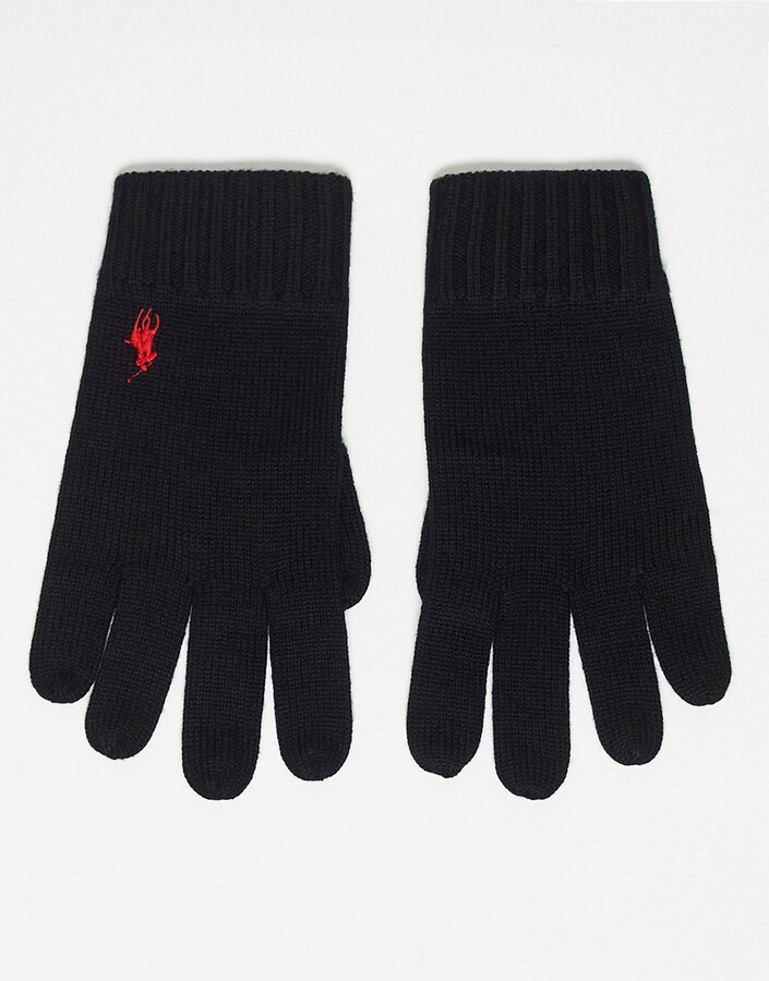 Mens Gloves Polo Ralph Lauren Gloves Polo Ralph Lauren Wool Gloves in Black for Men 