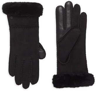 UGG Suede & Sheepskin Seamed Tech Gloves - ShopStyle