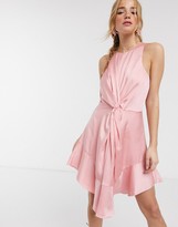 Thumbnail for your product : Keepsake these days satin twist detail mini dress in candy