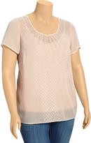 Thumbnail for your product : Old Navy Women's Plus Circle-Patterned Chiffon Tops