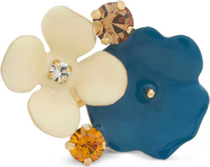 Marni Enamelled Flower Rhinestone Ring