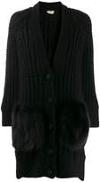 Thumbnail for your product : Fendi fur panel chunky-knit cardigan