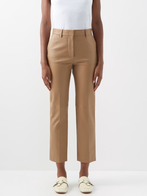 LADIES CROPPED SATEEN SKINNY TROUSERS IN SIZE 8 AND 10 IN CAMEL COLOUR BNWT 