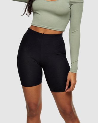 Topshop Women's Black High-Waisted - Cycling Shorts - Size 6 at The Iconic