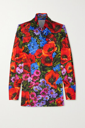 Dolce & Gabbana Floral-print Satin Shirt - Red