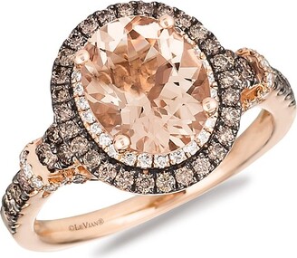 LeVian Chocolatier® 14K Strawberry Gold®, Peach Morganite™, Chocolate Diamond® & Vanilla Diamond® Ring