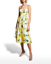 Thumbnail for your product : Carolina Herrera Floral-Print Tiered Bustier Midi Dress