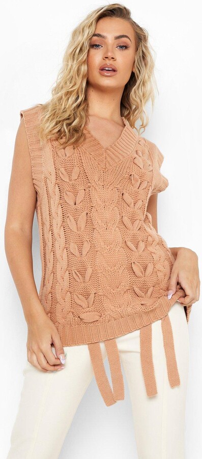lace up side knitted tank