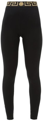 Versace Logo-jacquard Technical Jersey Leggings - Black