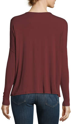 Neiman Marcus Majestic Paris for Soft Touch Long-Sleeve Relaxed V-Neck Tee